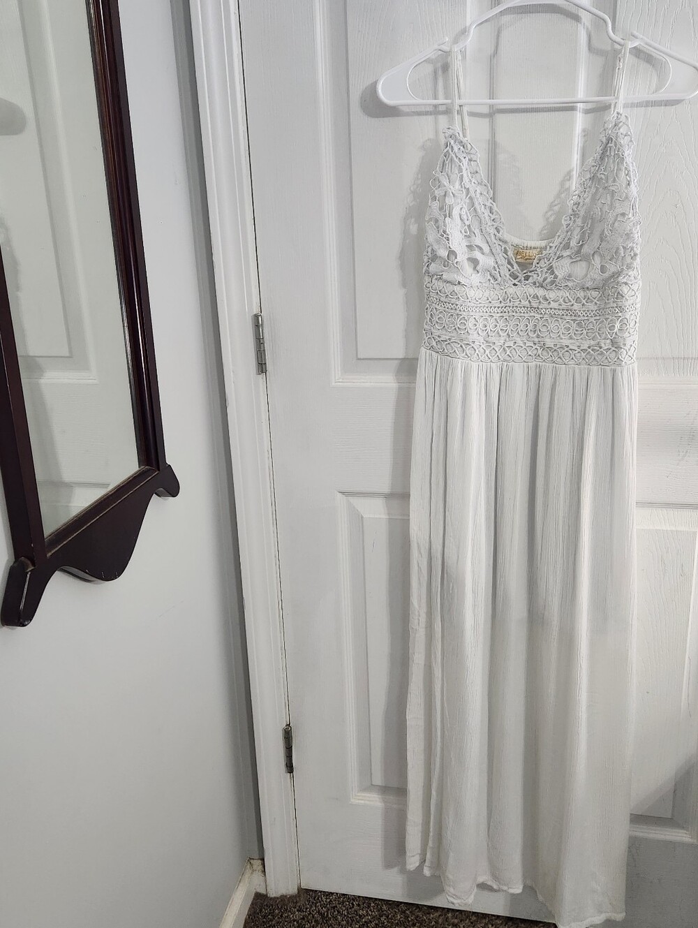 White crochet top LG midi dress ethereal goddess fairy edwardian boho feminine - Picture 4 of 12